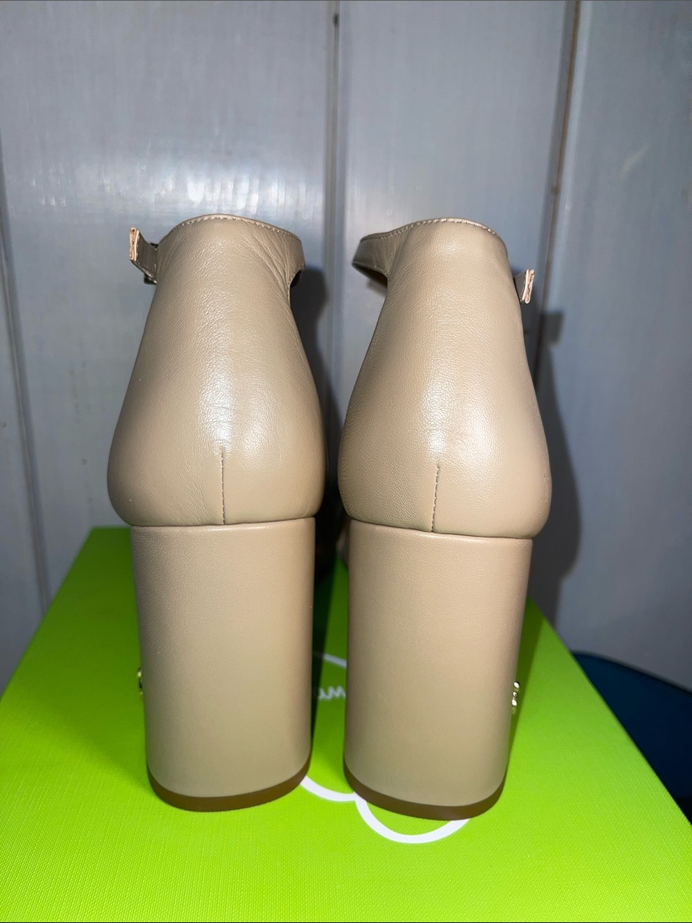 Sam Edelman Daniella Ankle Strap Beige Leather Block Heel Sandals NWT 10.5 40.5 - Picture 4 of 11